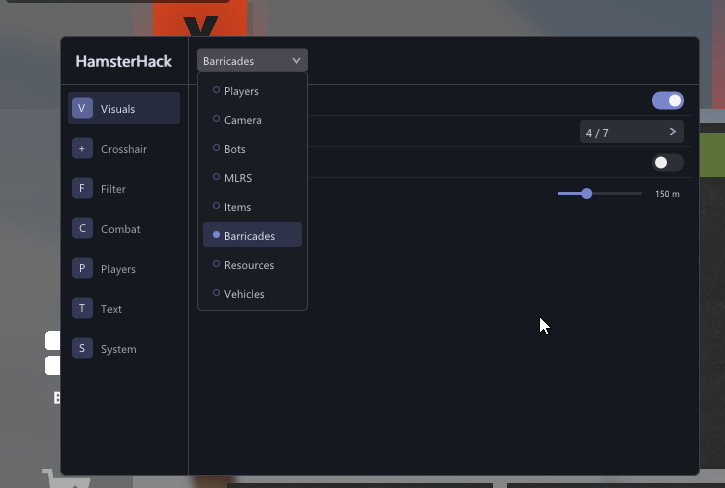 Скриншот HamsterHack — чит для RustX